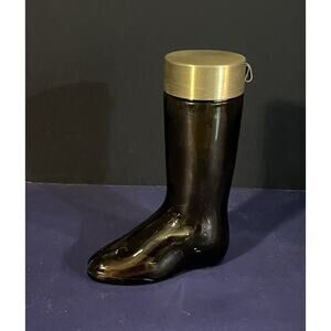 Vintage Avon Leather Cologne Boot Cowboy Empty Amber Glass Bottle